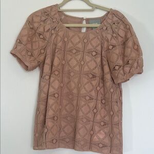 Maeve Women's Lace Top in pale  peachy tan